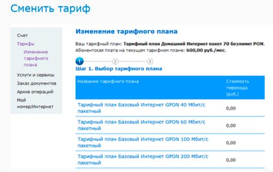Как сменить тарифный план мгтс